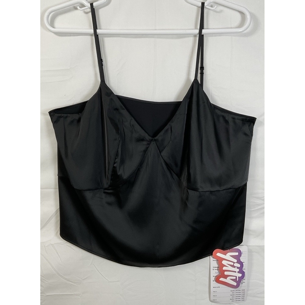 NWOT SAMPLE Fabletics Yitty Satin Spaghetti Strap Cropped Camisole Black - 1X